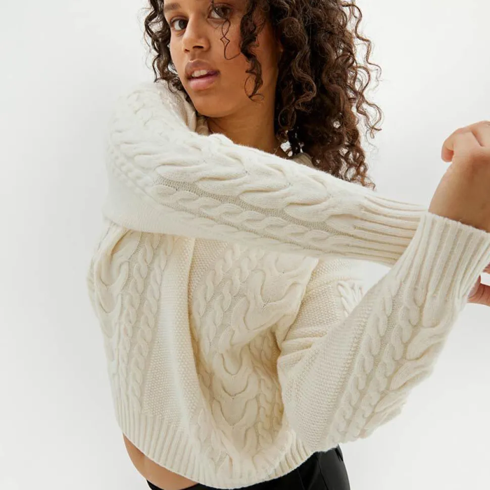 Oversized Flettestrikket Genser I Ull